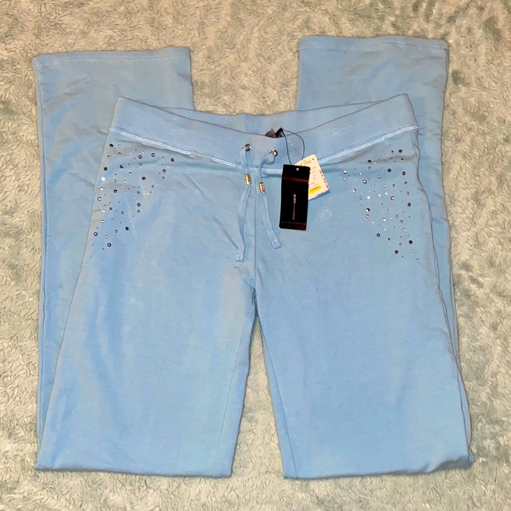 BCBG bedazzled powder blue sweatpants Women's L